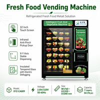 Mesin Penjual Otomatis Makanan Segar Pintar, Sayuran, Buah, Salad, Daging, Dilengkapi Pendingin, Layar Sentuh 32 Inci, 110V/220V
