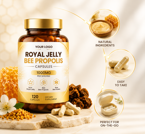 Complément alimentaire pour adultes en capsules de 500 mg de complexe d'abeille et de <span class=keywords><strong>gelée</strong></span> <span class=keywords><strong>royale</strong></span>, antioxydant, à base de matières premières d'abeille pures, soin vital quotidien, emballage personnalisé, OEM - Product Image 2