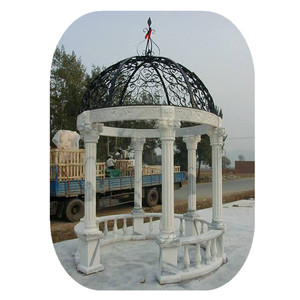 Grande colonna granito o marmo Gazebo con solido tetto in metallo elegante da nubile per ville - Product Image 6