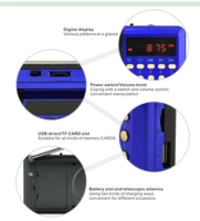 Radio FM numérique portable rechargeable à piles, petite, avec lecteur MP3, musique islamique, Coran, stéréo, USB, fabriquée en Chine
