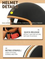 Casque de moto rétro demi-face, casques de moto vintage pour hommes et femmes, casque de scooter unisexe pour l'été, blanc, certifié DOT