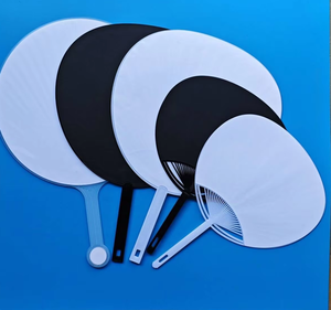 Éventail à main en PVC personnalisable, motif K-Pop, cercle, cœur, DIY, citrouille, couleur unie, cadeaux publicitaires d'entreprise pour personnalisation - Product Image 1