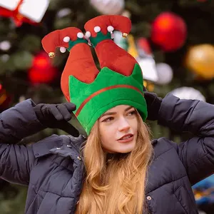 2024 sombrero de Navidad para fiesta vacaciones fieltro alce elfo pantalones rojos rayas piernas sombrero divertido sombrero adultos Feliz Navidad FIESTA DE Carnaval