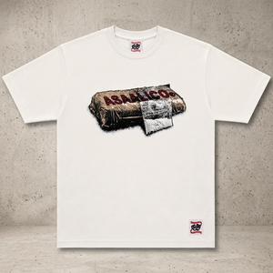 T-shirt blanc à manches courtes avec motif imprimé Asanico, style streetwear, coupe ample pour homme, col rond, jersey 100% coton, 180 grammes - Product Image 4