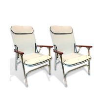 Fournisseur de matériel marin Xiamen Sunshine, chaise de pont en aluminium rembourrée blanche pour yacht, chaise de plage pliable à vendre