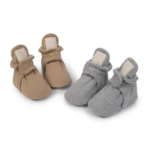 GOTS/GRS Organic High-end Silicone sole Winter Warm Infant Booties Fabric Lining 0-18 Month Baby Booties