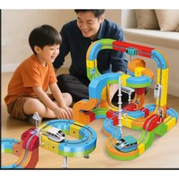 CQZNRC 2025 Jouet Éducatif 88 Pièces DIY STEM Kit de Circuit de Train Magique à Assembler avec Voiture Électrique pour Enfant