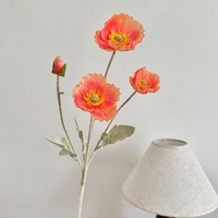 Fleur artificielle de pavot en velours blanc floqué pour arrangement photographique de mariage, pour l'approvisionnement transfrontalier