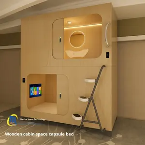 Moderne houten metalen cabine stapelbed combinatie slaapcapsule hotel school familie slaapzaal <span class=keywords><strong>bed</strong></span> fabrikant - Product Image 1