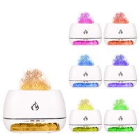 Humidificateurs d'arôme de pierre de sel de cristal de l'Himalaya de Grain de bois diffuseur d'huile essentielle d'aromathérapie de feu de flamme 3D avec veilleuse