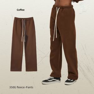 TKAN331 vente en gros de pantalons de survêtement épais en vrac 100% coton survêtement pantalon de survêtement Logo personnalisé nouveau Style Baggy droit pour hommes polaire - Product Image 3