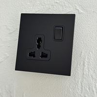 Interrupteur mural à bascule 86 Dimmer 146 Double UK 13A, prise universelle européenne USB-C, moderne, durable, noir mat, en acier inoxydable