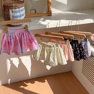 Girls Korean Style Floral Print Cotton Shorts High Waist Breathable Tutu Skirt Pants Summer 2026 Princess Skirt - Product Image 3