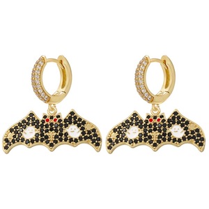 Nuovo stile di Halloween gioielli in zircone cubico smalto strega cappello magico a pipistrello ciondolo Charm CZ orecchini a cerchio per donne ragazze bambini - Product Image 3