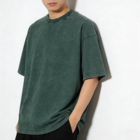 T-shirt Homme Vintage Personnalisable en Coton Tricoté Uni de Haute Qualité 250 GSM, Délavé à l'Acide, Brodé, Grammage Lourd, Vierge