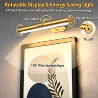 Lampe murale LED sans fil magnétique rechargeable dorée, intensité réglable à distance, pour tableaux, galeries et décoration de chambre