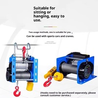 Petit treuil électrique, mini palan 1t, utilisation ATV/UTV, câble en acier 7 mm, hauteur de levage 30 m, télécommande sans fil, bleu, 220 V, style allemand