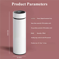 Bouteille d'eau intelligente en acier inoxydable de 500 ml avec affichage LED de la température, double paroi isolée sous vide pour les sports quotidiens en extérieur