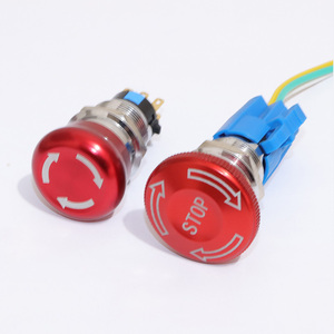 Interruptor de Control de Encendido/Apagado Rotatorio de Metal Rojo de 22 mm, Botón de Parada de Emergencia Impermeable - Product Image 1