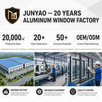 Fenêtre coulissante en aluminium 6063-T5 à triple rail de l'usine JUNYAO, avec verre isolant à rupture de pont thermique PA66 et extérieur en acier inoxydable 304 pour hôtel
