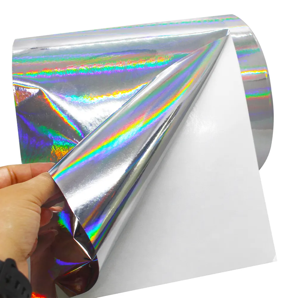 Einfarbiges holographisches BOPP-Etikett leuchtende Laser-PP-Jumbo-Aufkleber Etikett Material selbstklebende Polypropylen-PP-Laser-Etikette Jumbo-Rolle