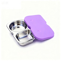 Boîte à goûter en acier inoxydable LifeTop pour enfants, boîtes à goûter réutilisables avec couvercles en silicone, boîte à lunch en métal à 2 compartiments