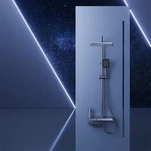 Novo design pressurizado piano chave cabeça faucet sistema termostático banheiro chuva chuveiro luminárias inteligente chuveiro