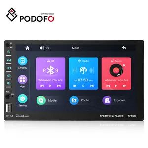 Podofo כפול דין 7 אינץ מכונית mp5 שחקן carplay אוטומטי אנדרואיד bt fm usb + רכב מיקרופון חיצוני רדיו אוטומטי autoradio