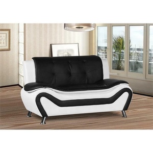 Divano Moderno Best Seller da 1, 2, 3 Posti, Set di Poltrone per Camera da Letto, Divano Componibile Quadrato in Ecopelle Nera e Bianca per Appartamenti - Product Image 3