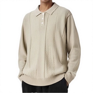 Nouveauté Pull d'hiver à manches longues pour homme de haute qualité en viscose/polyester 420g, tricot jacquard uni avec logo frontal, anti-boulochage - Product Image 4