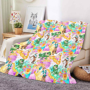 Bulk Wholesale High Quality Cartoon Princess Printing Sofa Couch Plush <b>Throw</b> Travel Beach Towel <b>Blanket</b> for Children - Product Image 4