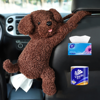 Boîte à mouchoirs de voiture mignonne, boîte à mouchoirs créative et adorable en peluche de chien en peluche pour accoudoir de voiture, siège suspendu, accessoires de boîte à mouchoirs