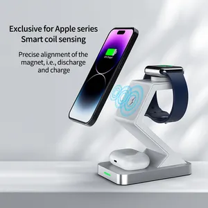15W Magnetic Wireless Charger 3 In 1 Fast Charging Station Wireless Charger Stand For IPhone AirPods IWatch Series