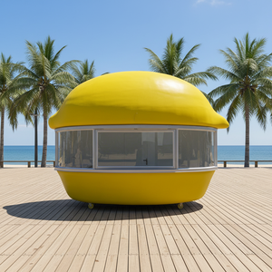 Food Truck a Forma di Limone, Carretto Mobile Creativo per Snack, Rimorchio Alimentare Personalizzato in Vetroresina a Forma di Limone, Veicolo per Vendita di Cibo da Strada all'Aperto - Product Image 1