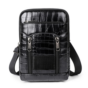 Men's PU Leather Sling <b>Bag</b> <b>Small</b> Geometric Pattern Zipper Closure Waterproof Outdoor Crossbody <b>Bag</b> All Seasons - Product Image 4