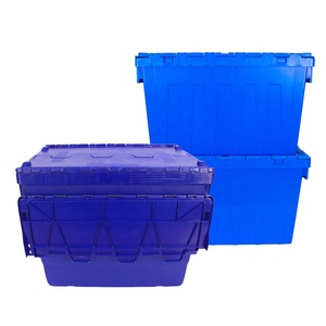 Wholesale Big Crate Price Plastic Storage Stackable Crate With Lid Attached Lid Tote Container