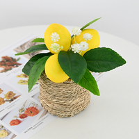 Kleiner Künstlicher Zitronenbaum mit Topf 85cm Handgefertigt 8,5cm Künstliche Grünpflanzen für Innendekoration Mini Schreibtisch-Tischpflanzen Geschenkidee