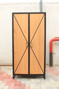 Armario Industrial Resistente con Puertas Metálicas y Estantes de Madera, Guardarropa de Gran Capacidad para Dormitorio u Oficina - Product Image 3