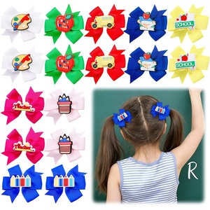 Barrette à cheveux en cuir PU brodée de coccinelle et de fleurs pour enfants, avec nœud, faite à la main, cadeau mignon - Product Image 6