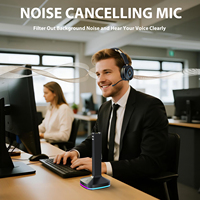 Casque de bureau sans fil BT avec microphone, réduction de bruit ENC, connexion à deux appareils
