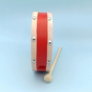 Wholesale Red Strap Rivet Wooden Hand <b>Drum</b> Synthetic Sheepskin Surface Frame <b>Drum</b> With Wooden Mallet For Performance - Product Image 4