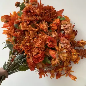 कारमेलाइज्ड रेशम फूल पुष्प विवाह हॉल सजावट निलंबित छत रोड लीड पेनी हाइड्रेंजिया सिमुलेटो