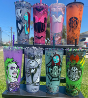 2022 primavera nuevo 24oz Venti doble pared de plástico fiesta fría vaso enjoyado con pajita y tapa
