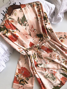 3PCS Women Pajamas Set <strong>Lady</strong> Emulation <strong>Silk</strong> <strong>Pyjama</strong> Sets Flower Sleepwear Female Leopard Satin Homewear With Removable Padded - Product Image 4