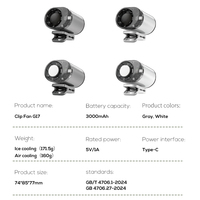 Ventilateur à clip mains libres Dopapod G17, 3000 mAh, turbine à fort débit d'air, écran LED, 5 vitesses, ventilateur portable à clip pour sac à dos