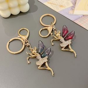 New Metal Diamond Dance Wings Girl Keychain High End Accessories Bag Pendant Car Keyring Small Jewelry <b>Key</b> <b>Chain</b> - Product Image 3