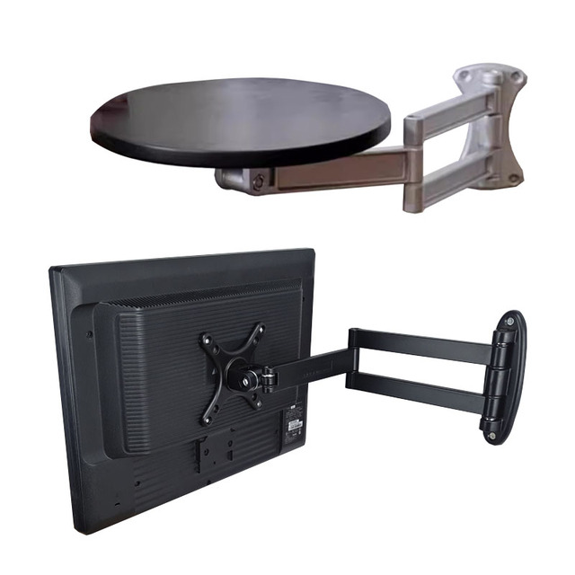 Monitor Holder Arm Aluminum Alloy 360 Degree Full Rotation Retractable Telescopic Folding TV Desk Wall Mount Bracket for RV Home