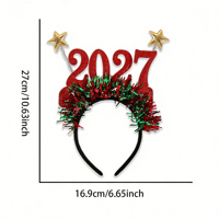 Pafu 2027 Headband Tahun Baru - Hiasan Kepala Berbentuk Bintang Berkilau & Rumbai untuk Perayaan Malam Tahun Baru.