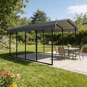 Vente Directe – Abri de Voiture/<span class=keywords><strong>Carport</strong></span> en Acier Galvanisé 11x19 <span class=keywords><strong>Pieds</strong></span>, Traitement Thermique, Haute Qualité, Robuste pour Patio - Product Image 1