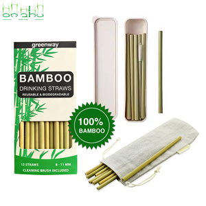 أدوات مائدة وقش من الخيزران الأخضر الطبيعي، قش خيزران طبيعي قابل لإعادة الاستخدام مع تغليف مخصص في صندوق - Product Image 1